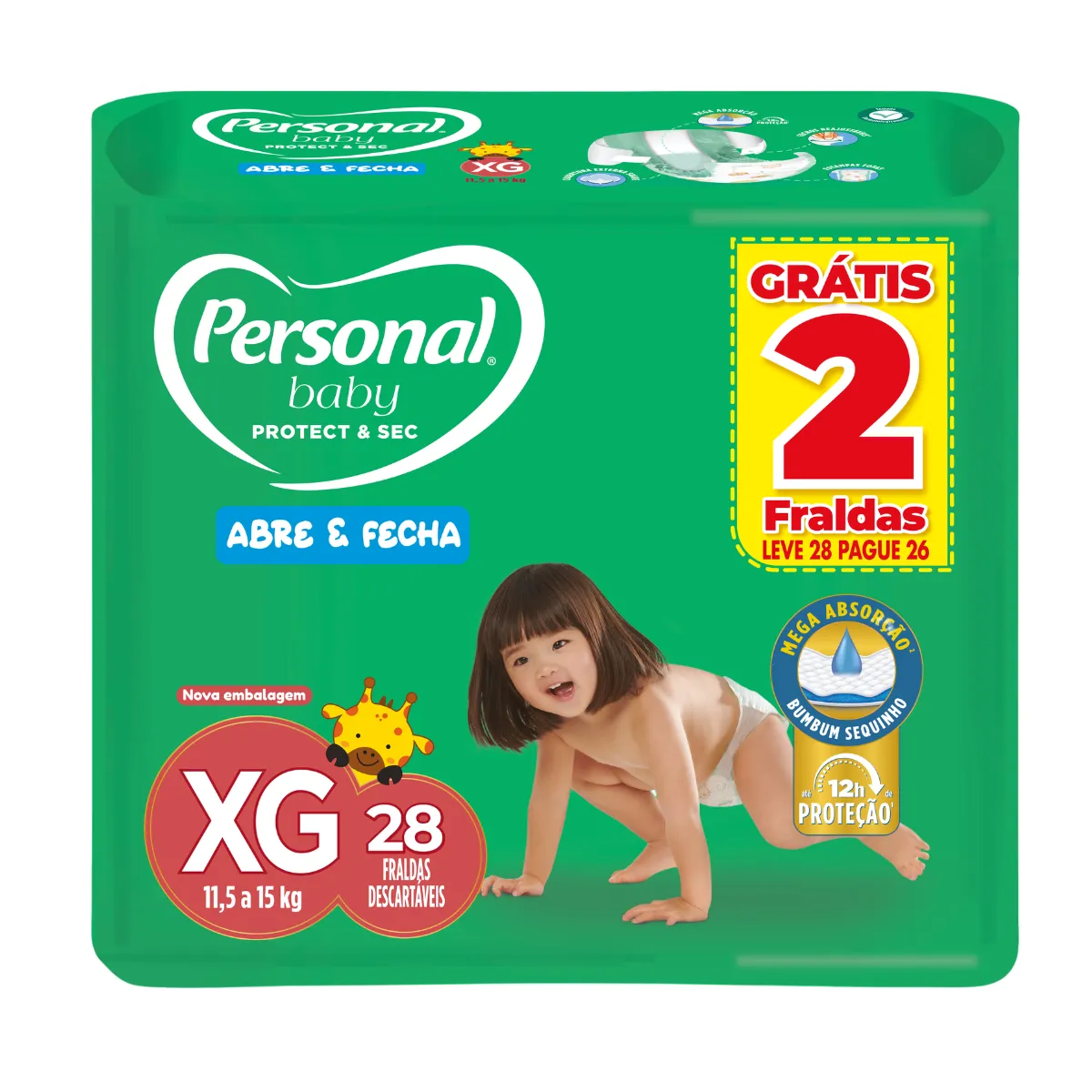 Fralda Personal Baby Protection & Sec XG 28 unidades