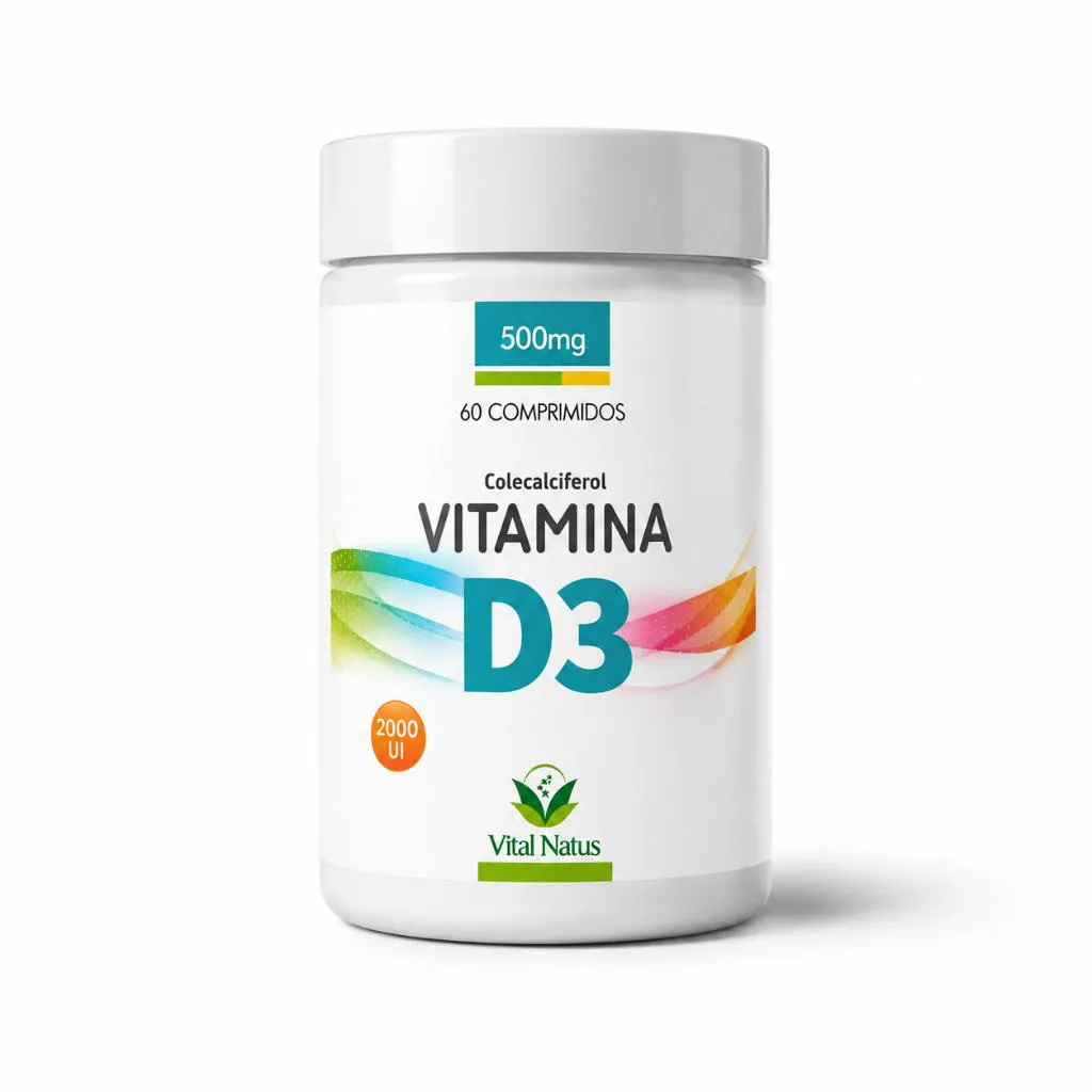 Suplemento Alimentar Vitamina D3 2000 UI 60 Comprimidos Vitamina D Colecalciferol Vital Natus