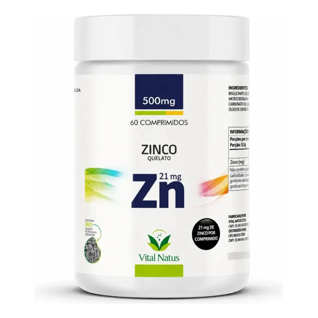 Suplemento Mineral Zinco Quelato 21mg  60 Comprimidos Vital Natus