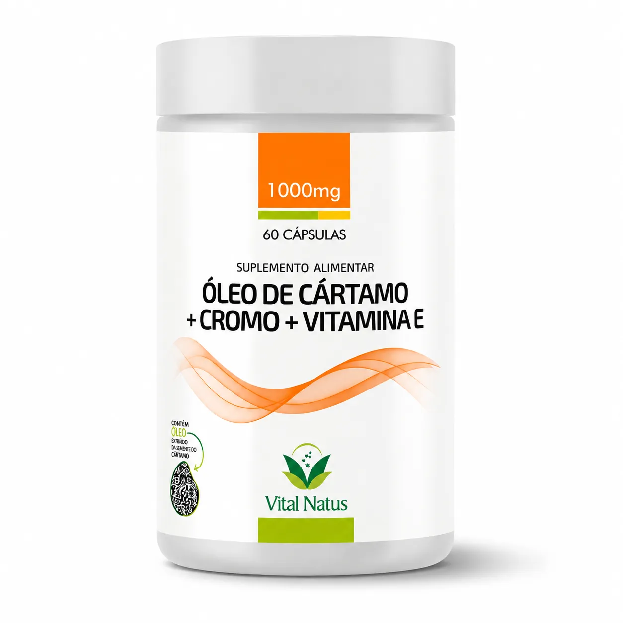 Suplemento Alimentar Óleo de Cártamo 1000mg + Cromo + Vitamina E  60 Cápsulas Vital Natus