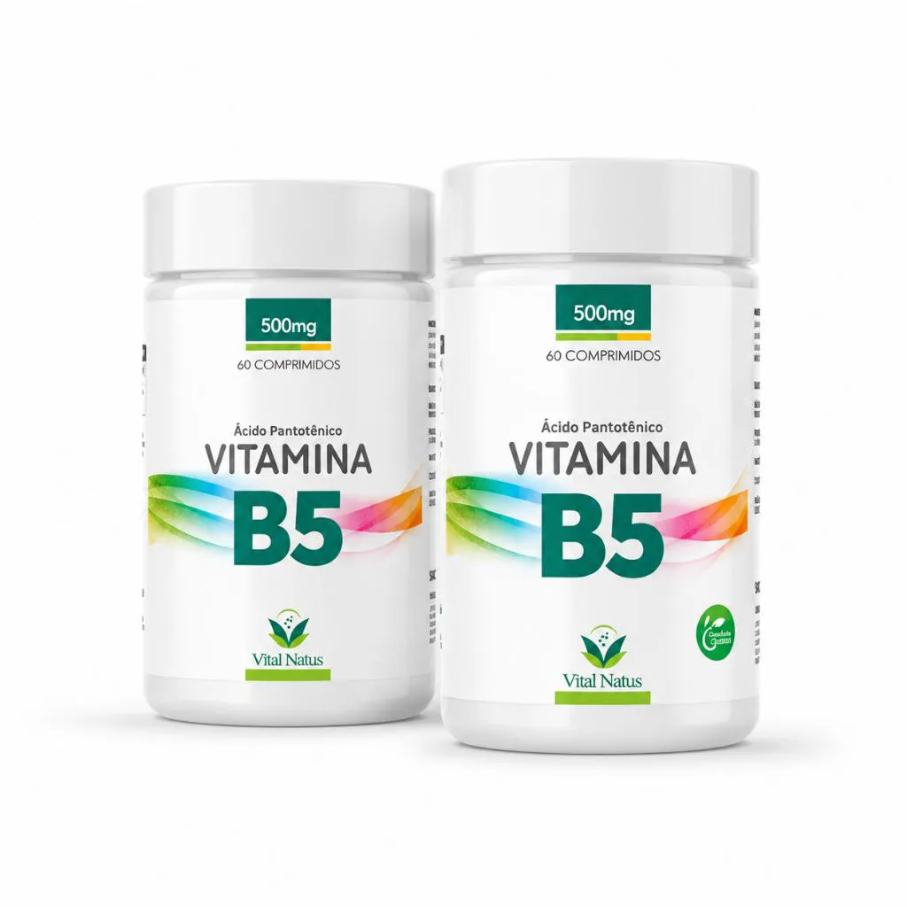 Kit 2 Frascos Vitamina B5 500mg  Complexo B 120 Comprimidos Vital Natus