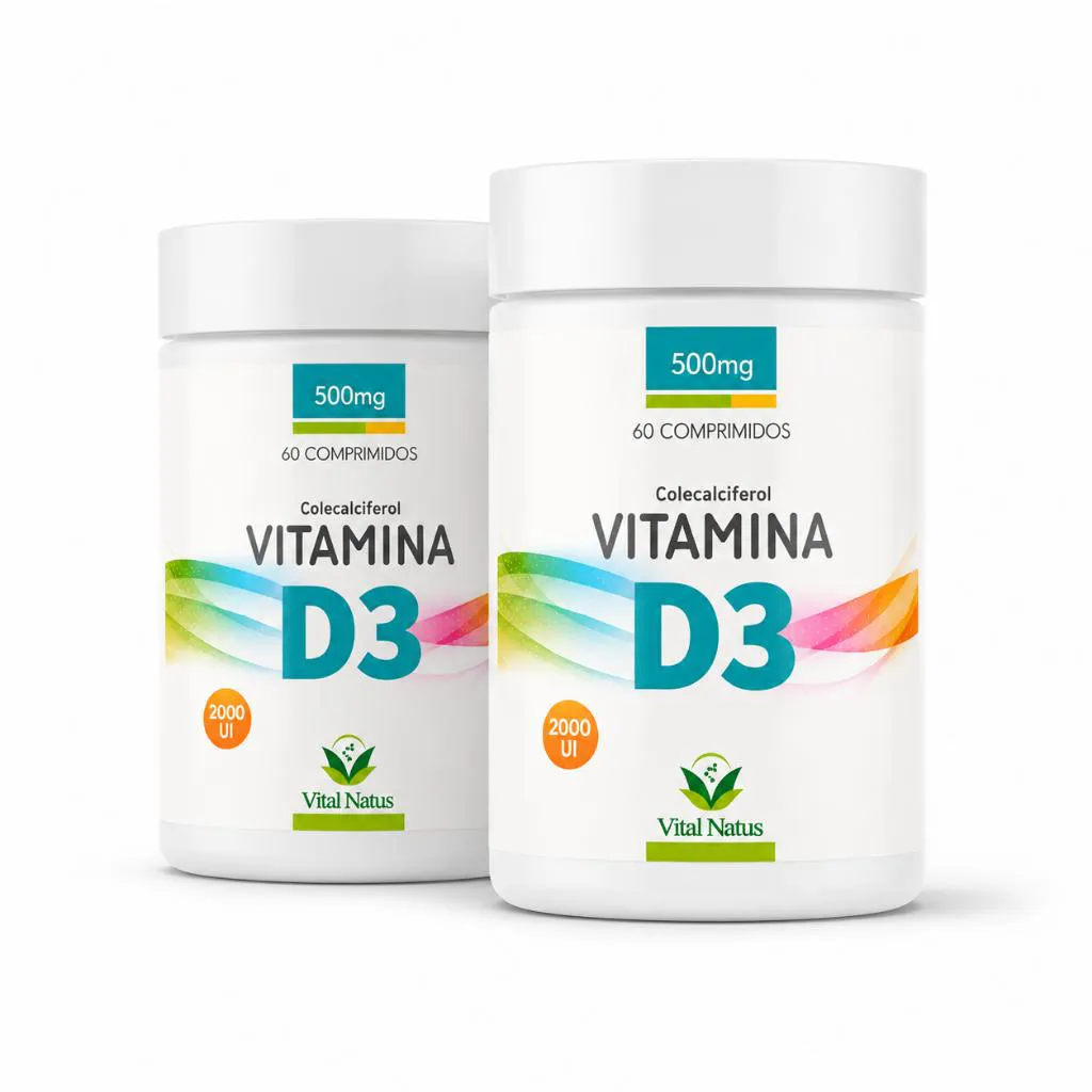 Kit 2 Vitamina D3 2000UI Colecalciferol  120 Comprimidos Vital Natus