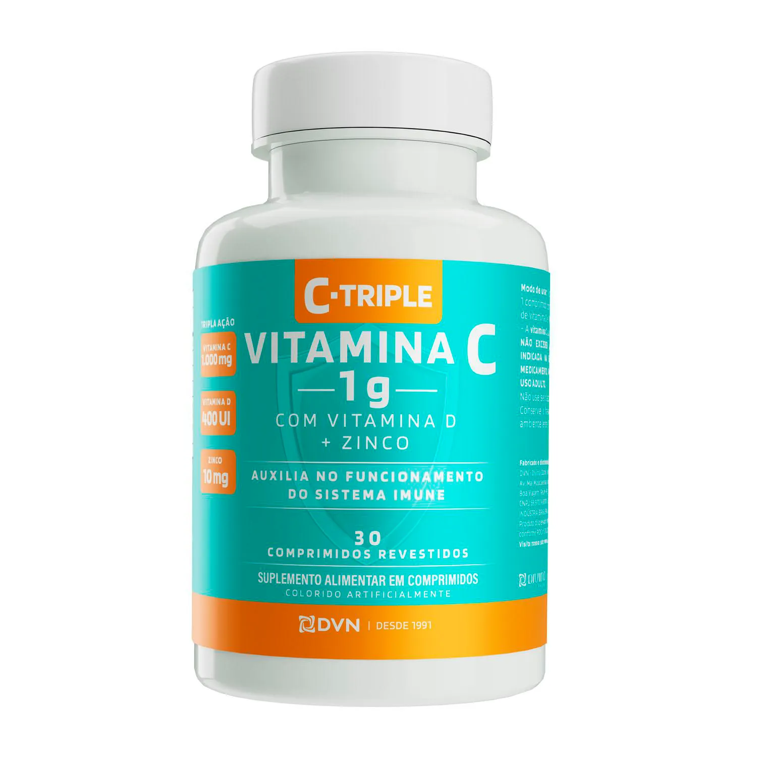 Vitamina C 1g+vit D 400ui+zinco 10mg 30 comprimidos C-triple