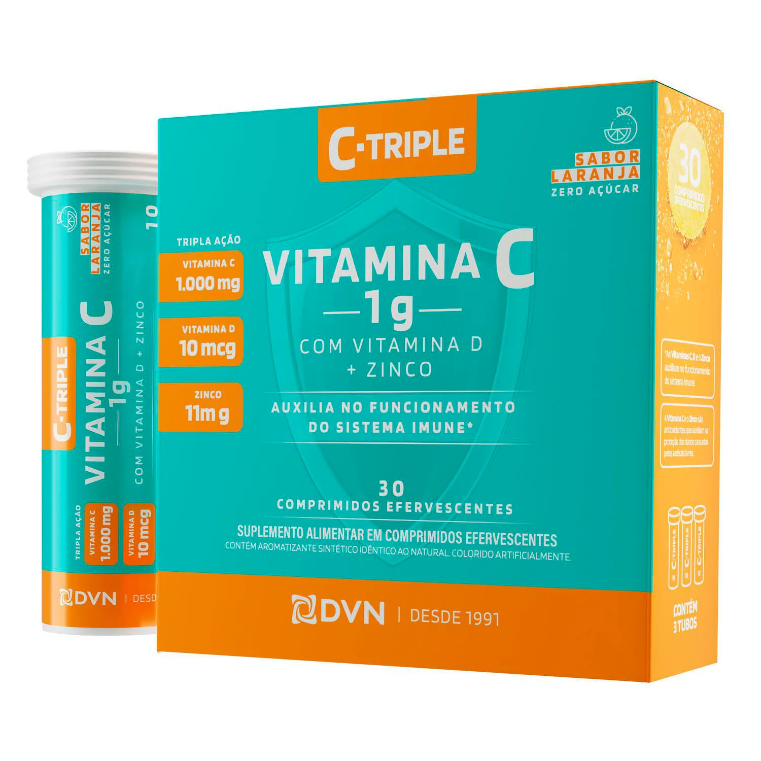 Vitamina C 1g+vit D+zinco Efervescente 30 Unidaddes- C-triple