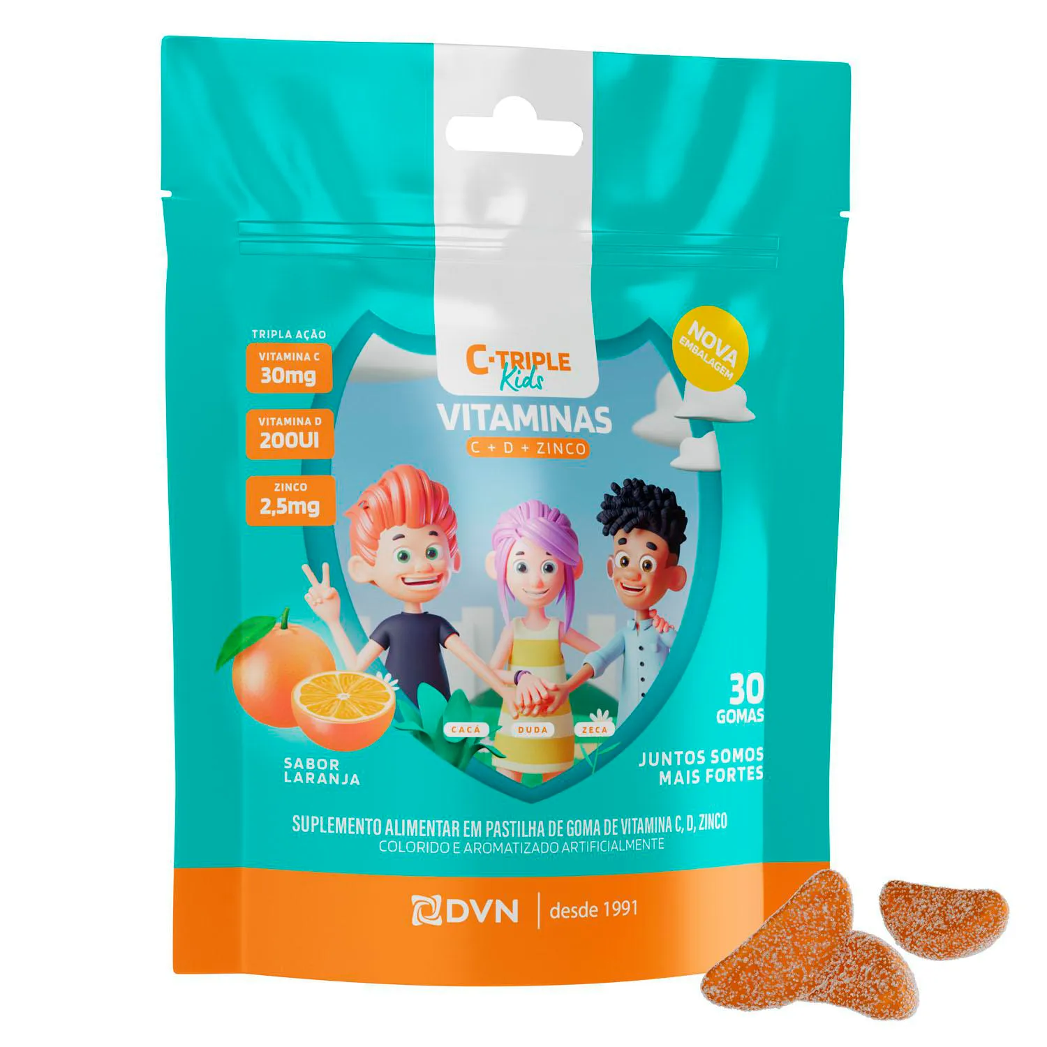 Vit C +vit D +zinco em Gomas 30 unidades - C-triple Kids