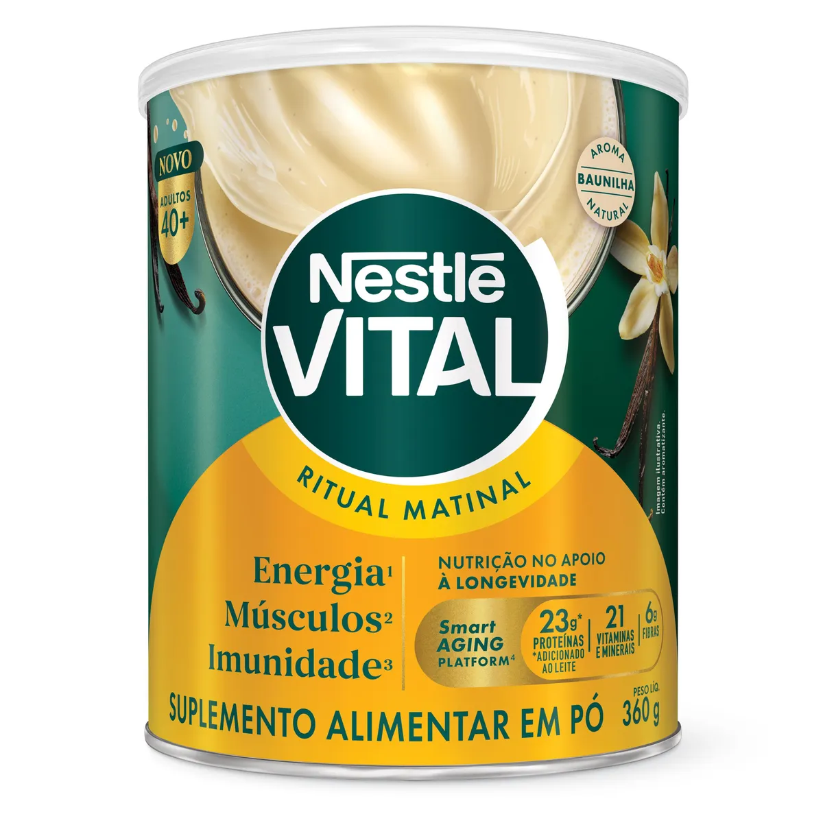 Suplemento Alimentar em Pó Nestlé Vital Ritual  Matinal Baunilha 360g