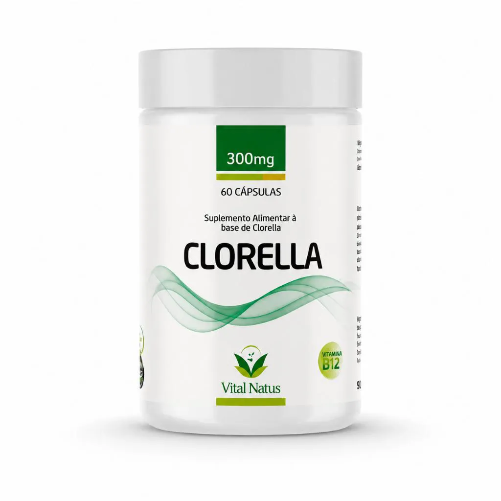 Clorella 300mg 60 Cápsulas Vital Natus | Clorofila + Vitamina B12 Suplemento Alimentar
