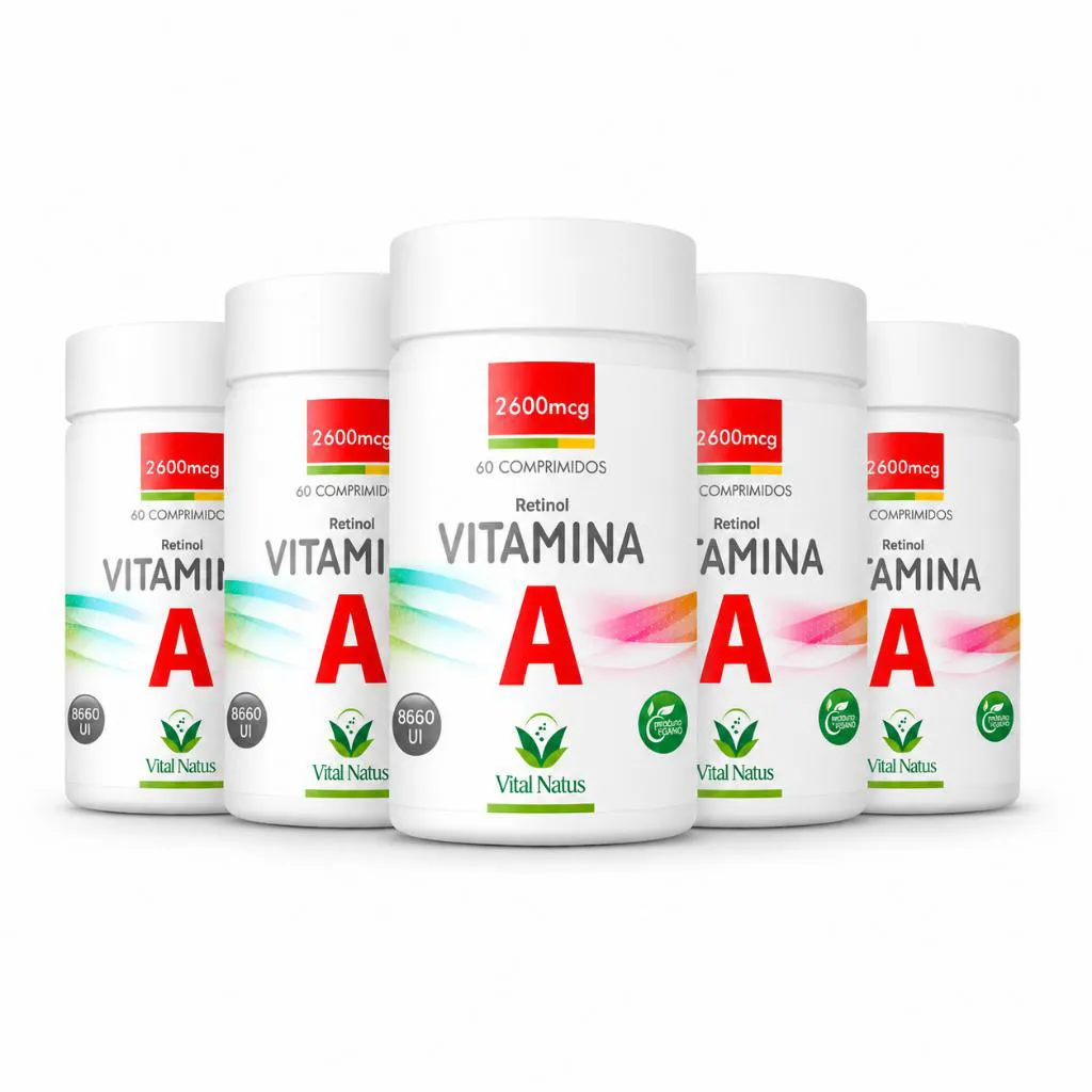 Kit 5 Vitamina A Retinol 2600mcg Vital Natus 300 Comprimidos Alta Concentração