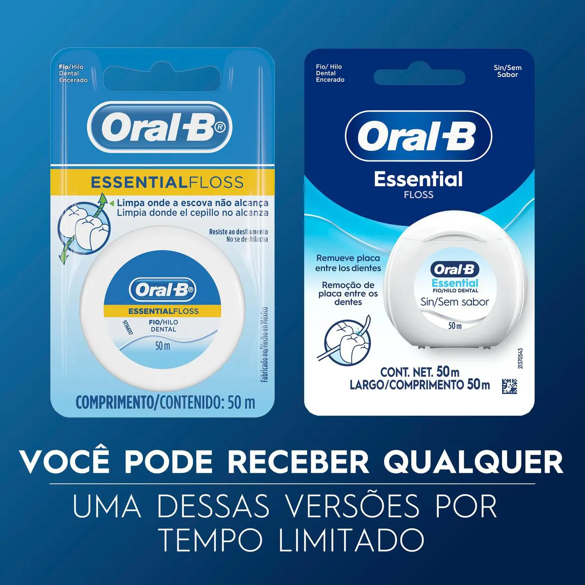 Fio Dental Oral-B Essential Floss Encerado com 50 metros
