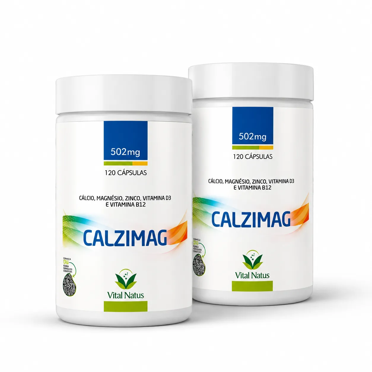 Kit 2 Calzimag Cálcio Magnésio Zinco Vitamina D3 B12 240 Cápsulas Vital Natus