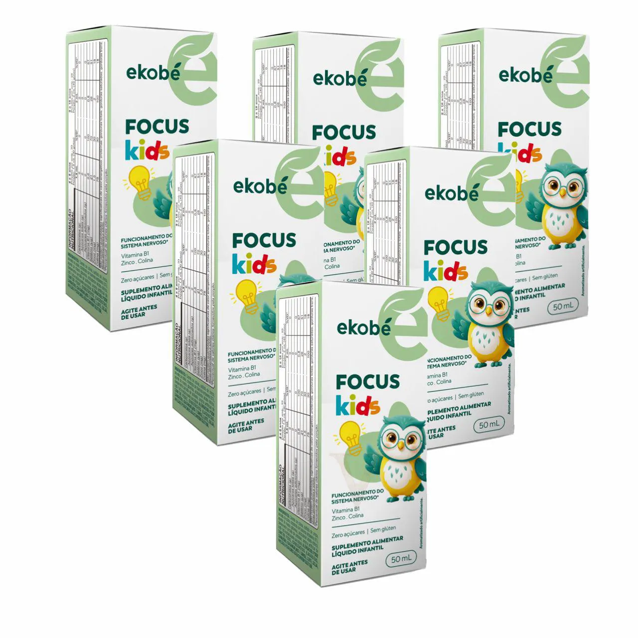 6x Focus Kids para Memória e Déficit de Atenção 50ml- Ekobé