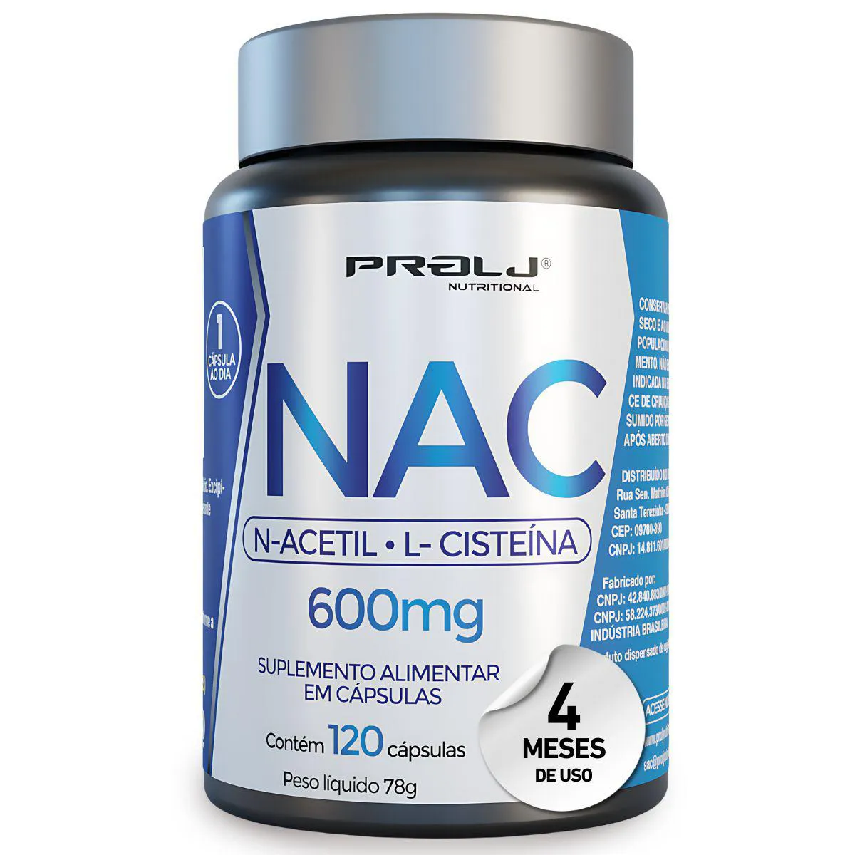 Nac 600Mg 120 cápsulas | N-Acetilcisteína Prolj Nutritional