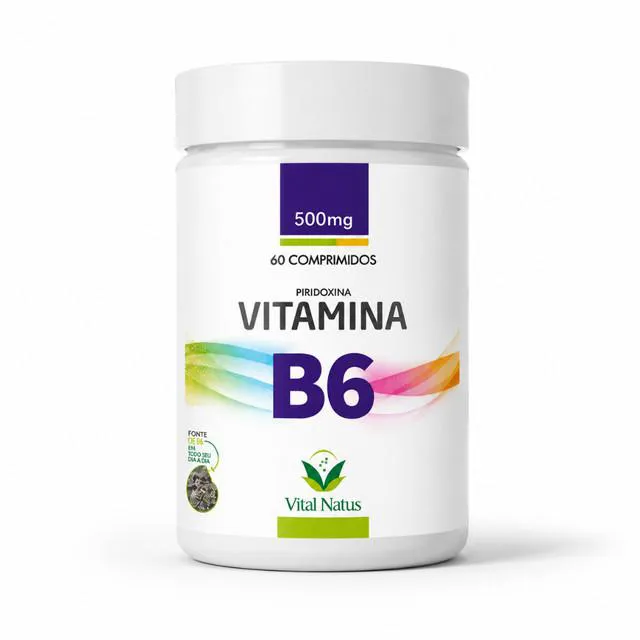 Kit 5 Vitamina B6 500mg Vital Natus Piridoxina 300 Comprimidos Suplemento Alimentar