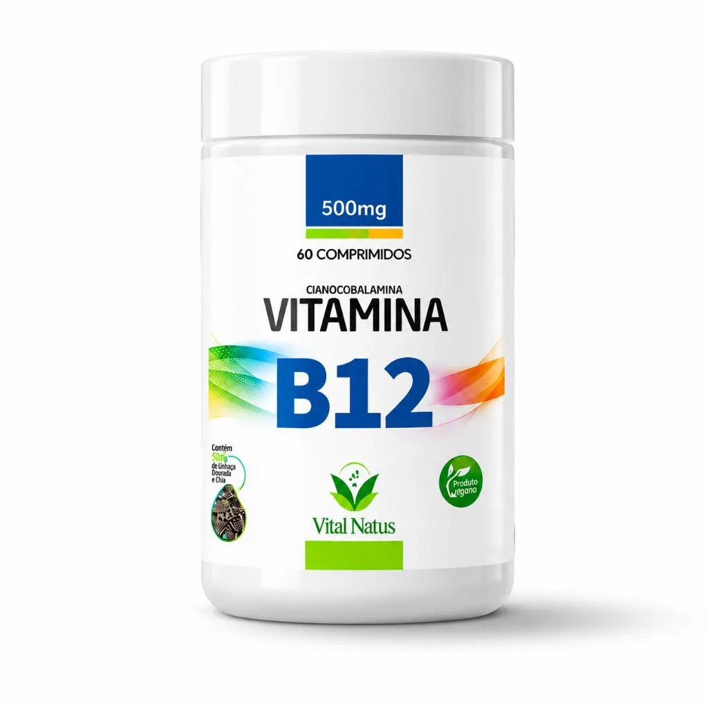 Suplemento Vitamina B12 Vital Natus 500mg Vegano 60 Cápsulas Cianocobalamina