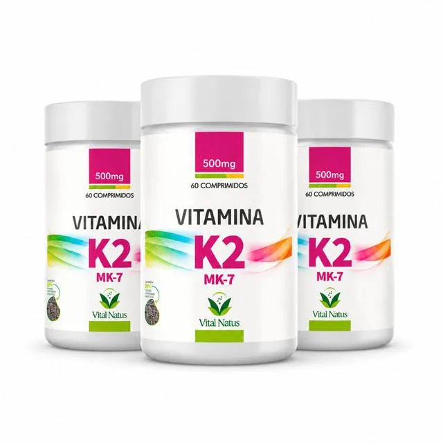 Kit 3 Vitamina K2 MK7 149mcg Vital Natus 180 Comprimidos Suplemento Alimentar