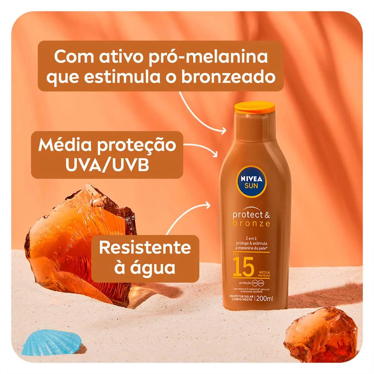 Protetor Solar FPS15 Nivea Sun Protect & Bronze 200ml