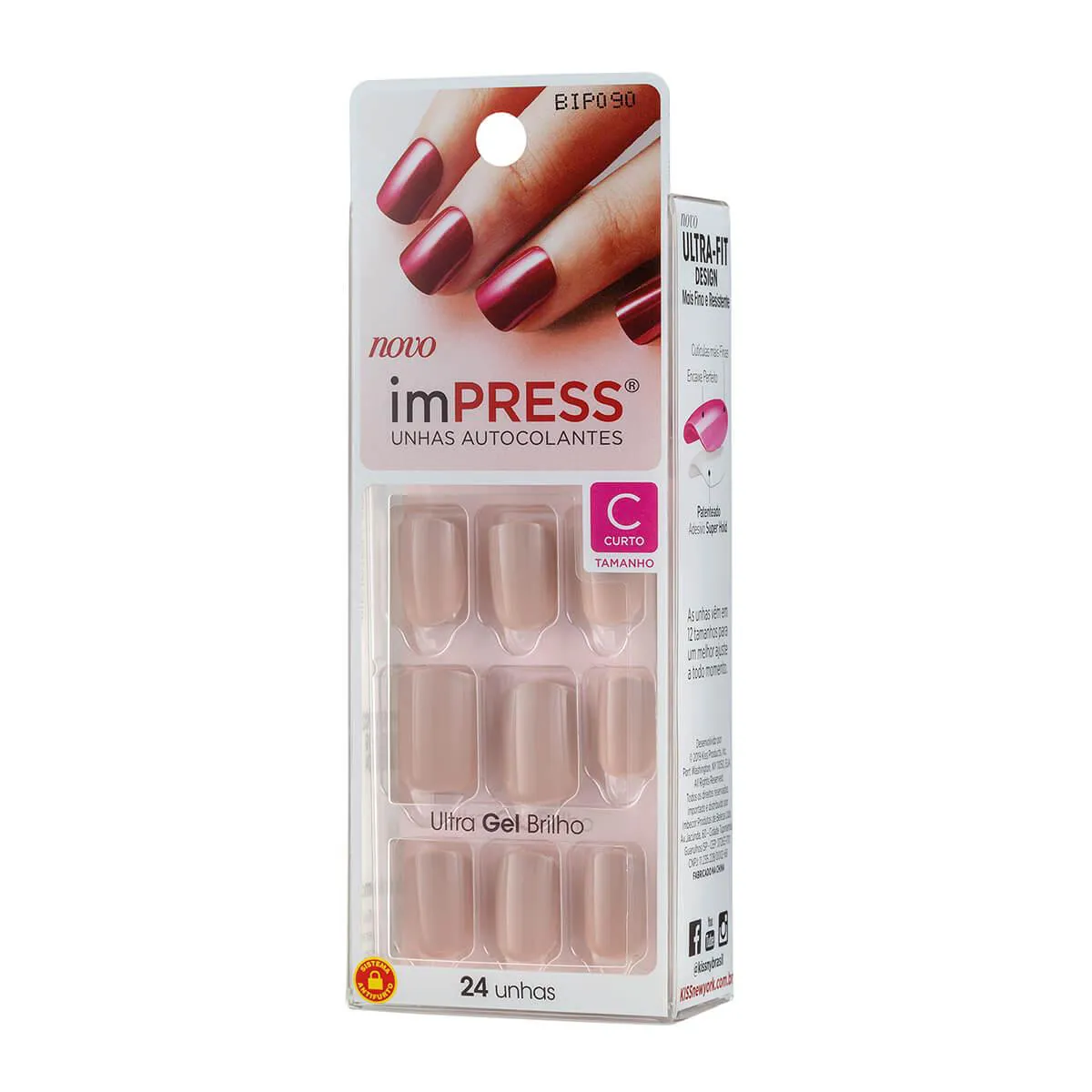 Unhas Autocolantes Impress Girlie Girl Curto com 24 Unidades