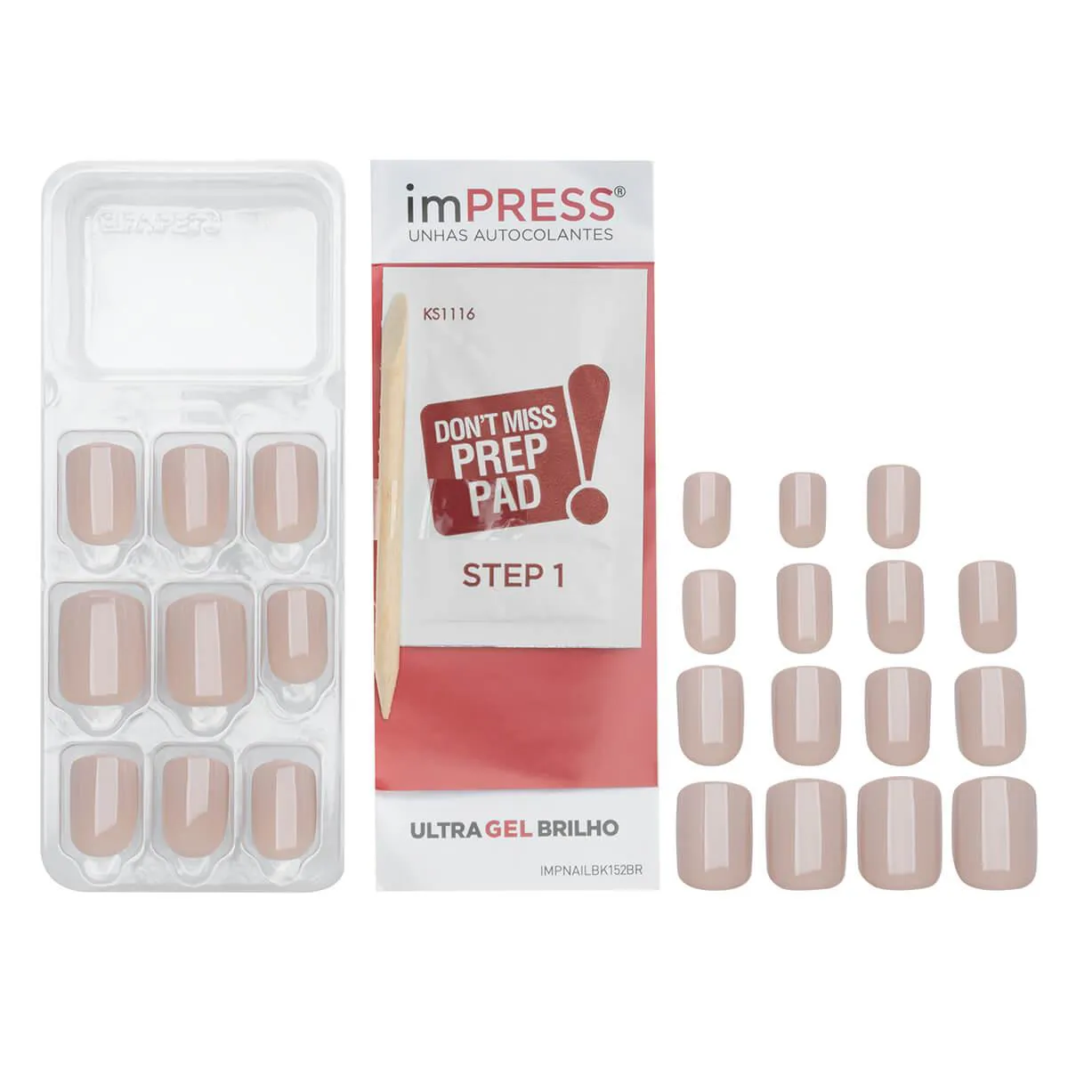 Unhas Autocolantes Impress Girlie Girl Curto com 24 Unidades