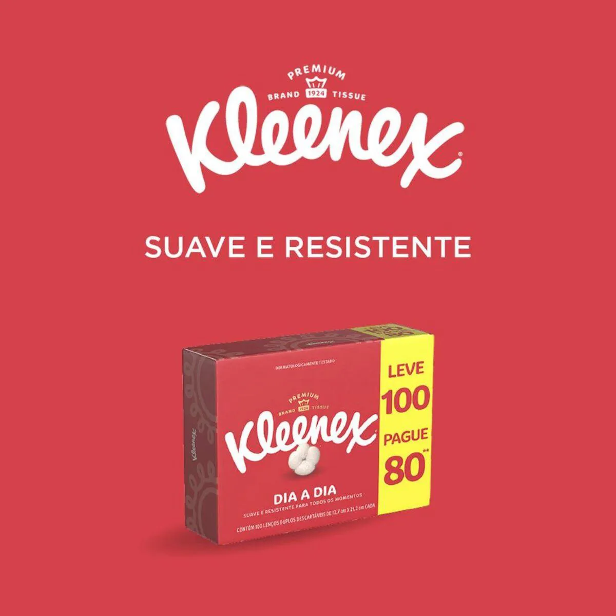 Lenço de Papel Kleenex com 100 Unidades