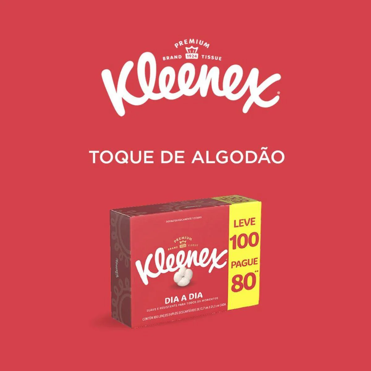 Lenço de Papel Kleenex com 100 Unidades