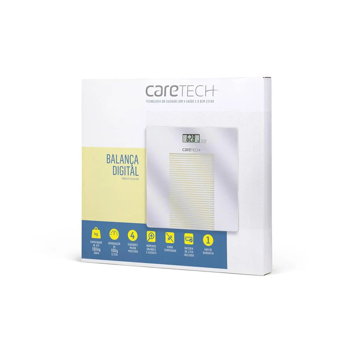 Balança Digital Caretech Tecsilver até 180kg 1 Unidade
