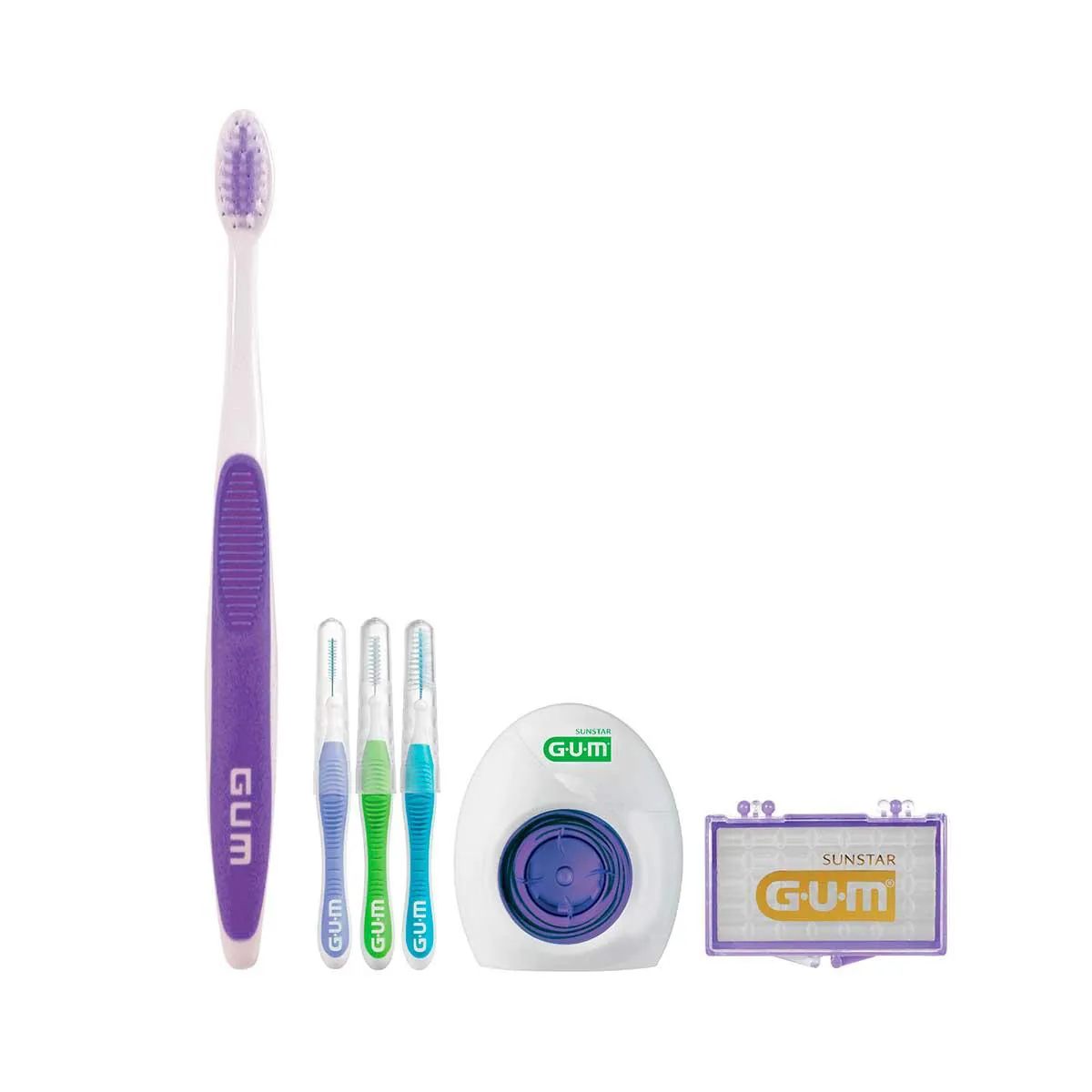 Kit G.U.M Orthodontic Escova de dente + 3 Escovas Interdentais + 5 Bastões de Cera + 5 Fios Dentais
