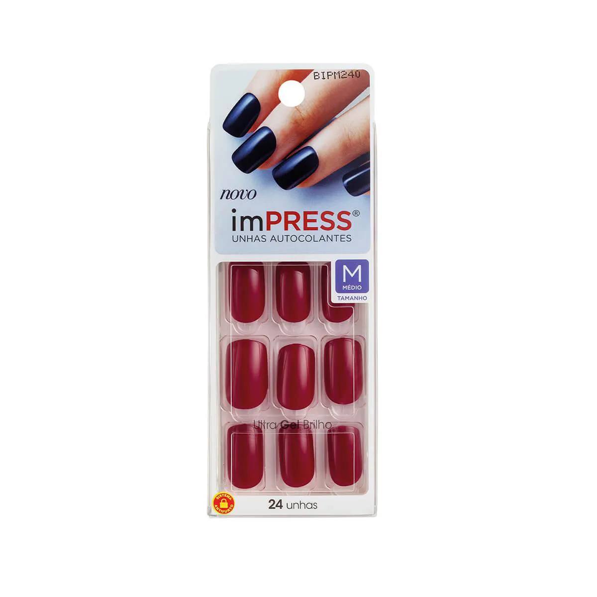 Unhas Postiças Belliz Vermelho Hot 24 Unidades