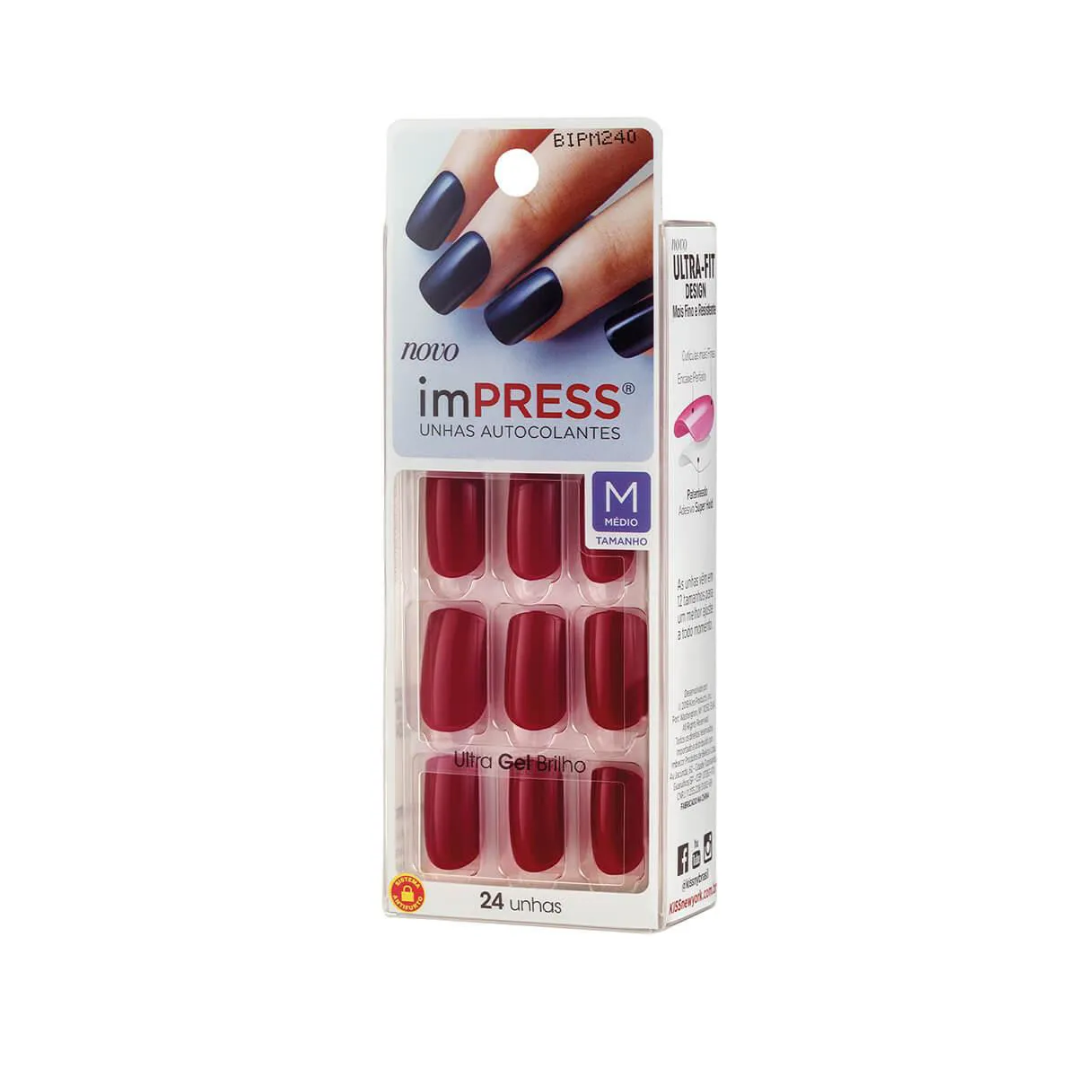 Unhas Autocolantes Impress Message Me Média com 24 Unidades