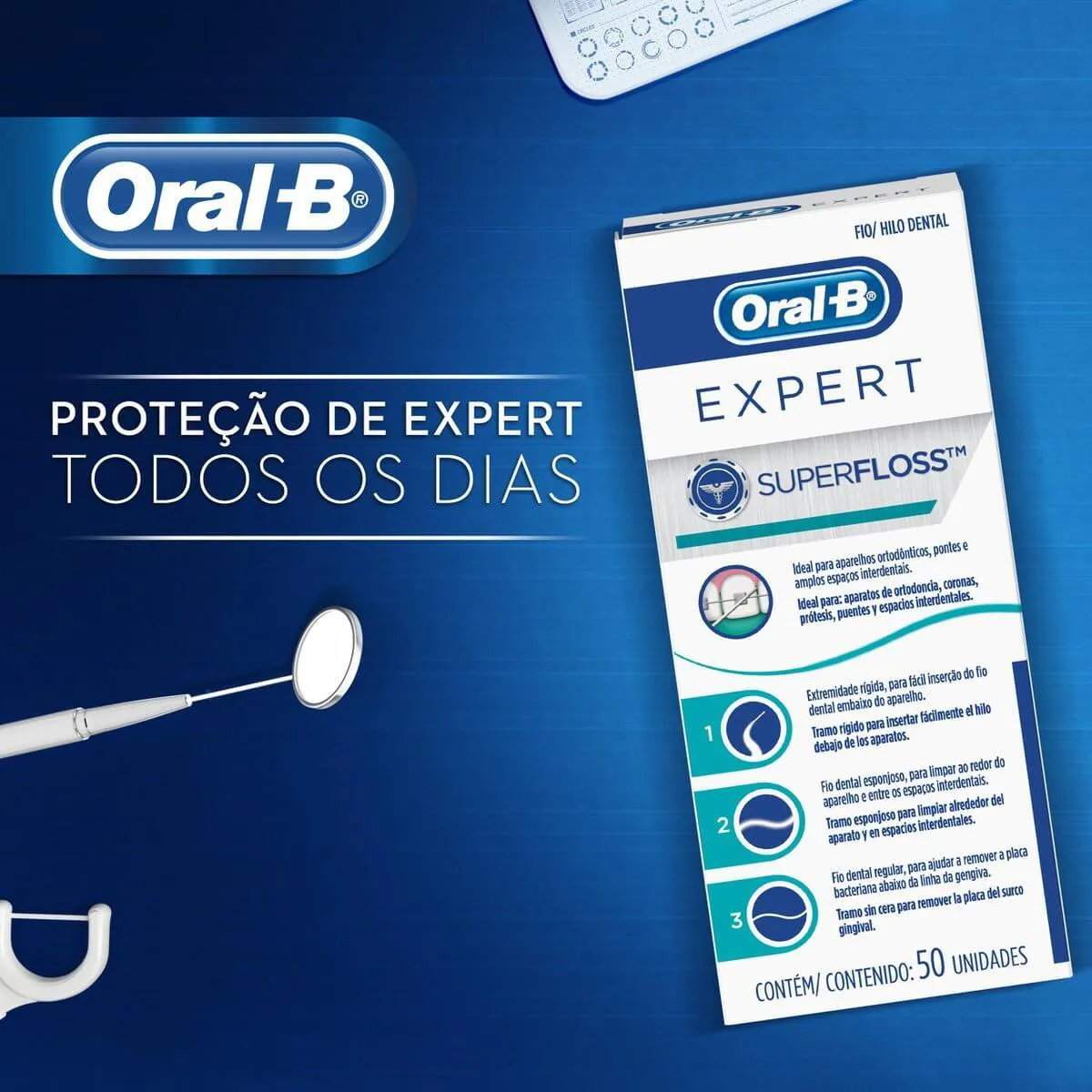 Fio Dental Oral-B Expert SuperFloss com 50 unidades