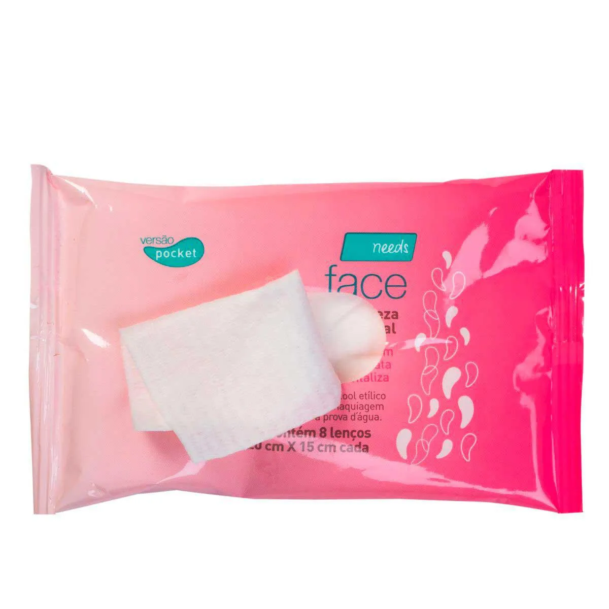 Lenço Demaquilante Needs Face Limpeza Facial 8 Unidades