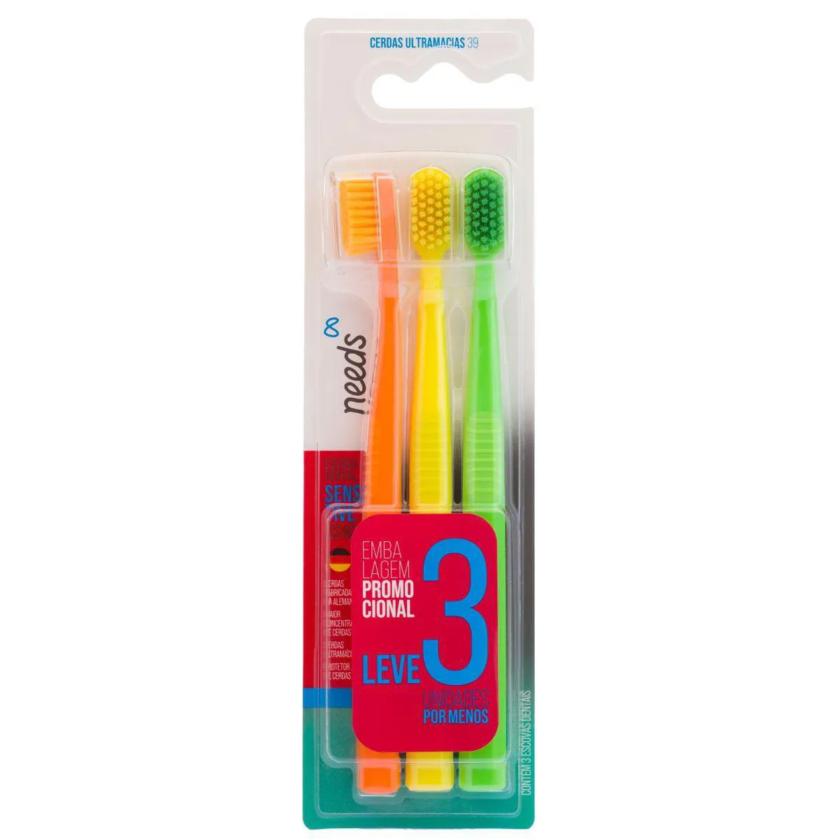Escova de Dente Needs Sensitive 6240 Ultramacia 3 Unidades