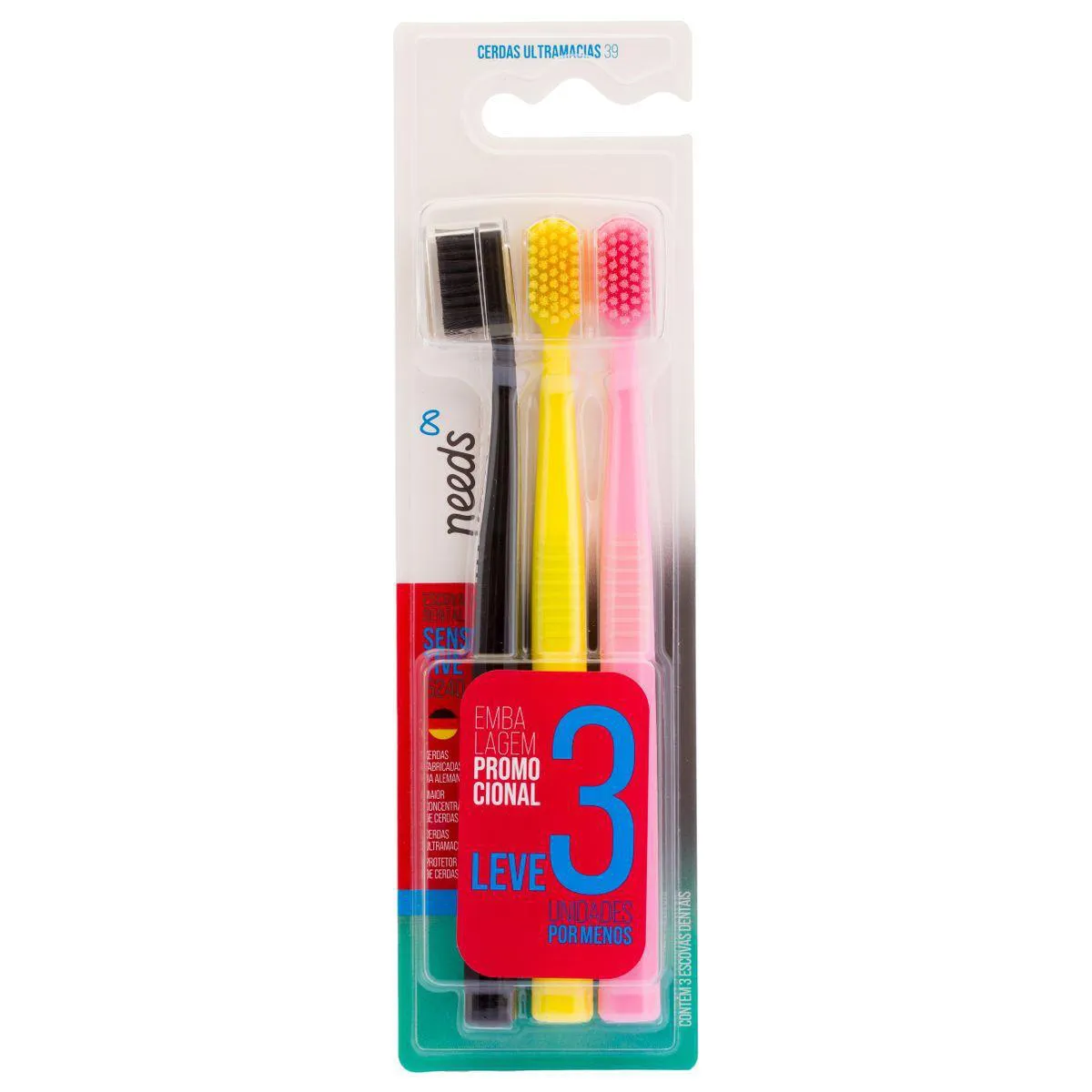 Escova de Dente Needs Sensitive 6240 Ultramacia 3 Unidades