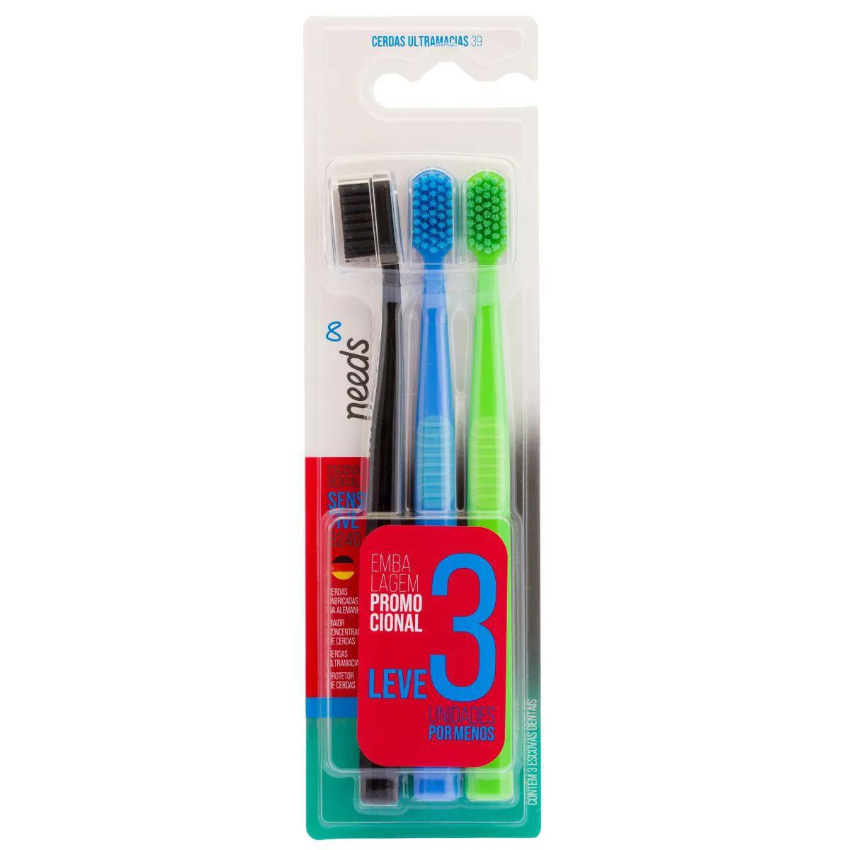 Escova de Dente Needs Sensitive 6240 Ultramacia 3 Unidades