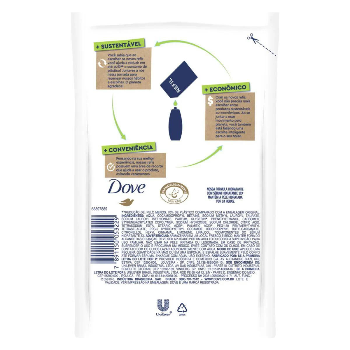 Refil Sabonete Líquido Corporal Dove Nutrição Profunda com 200ml