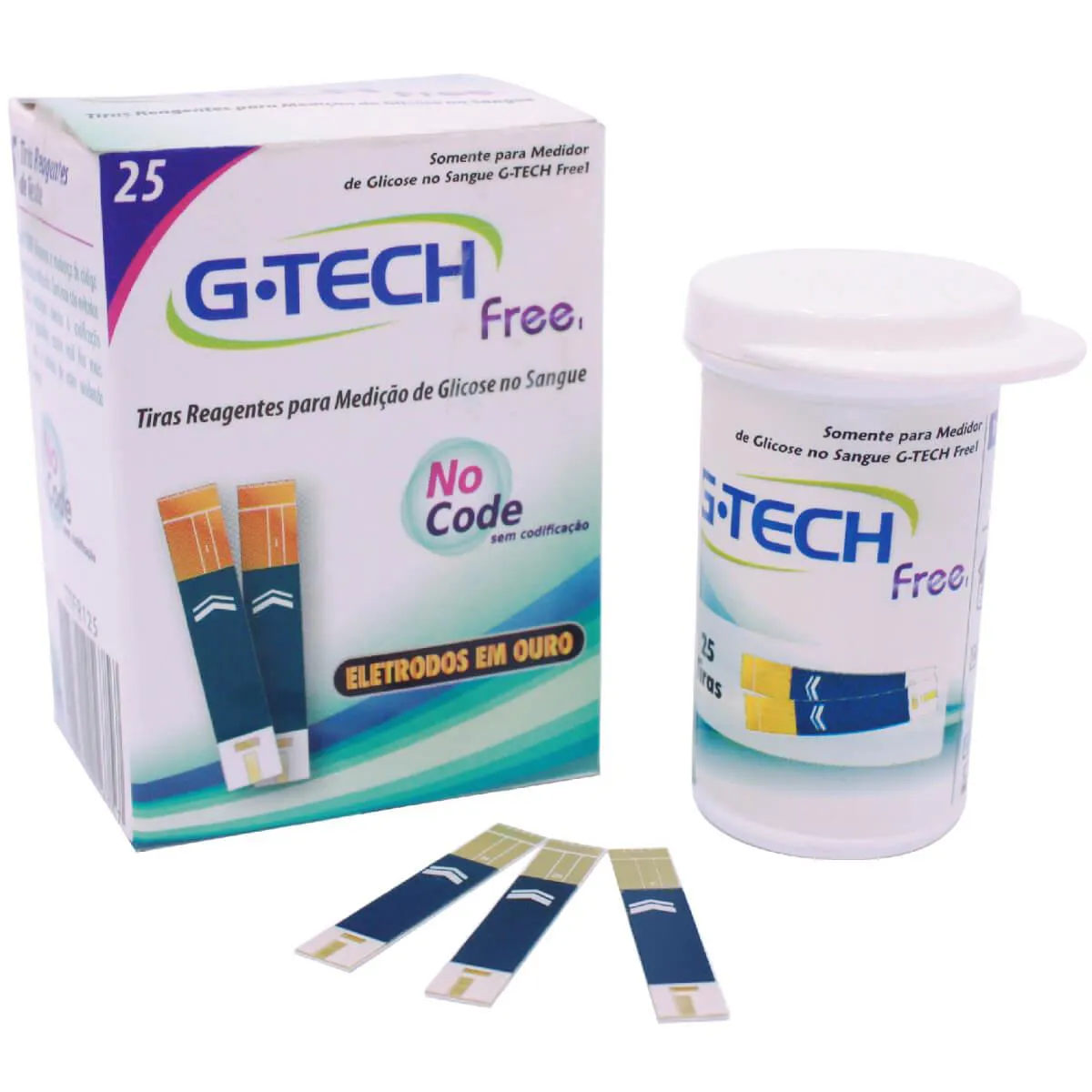 Tiras Reagentes para Medição de Glicose G-Tech Free1 25 unidades
