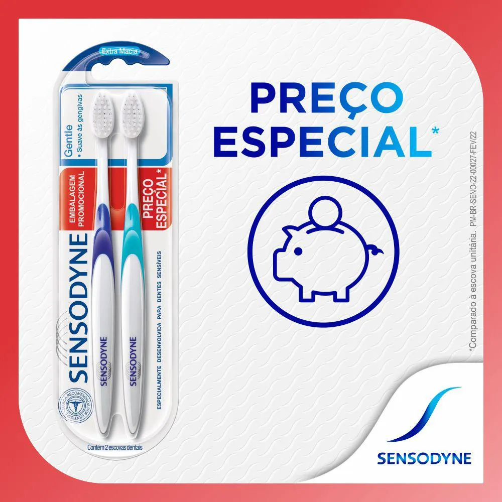 Kit Escova de Dente Sensodyne Gentle Suave às Gengivas 2 unidades