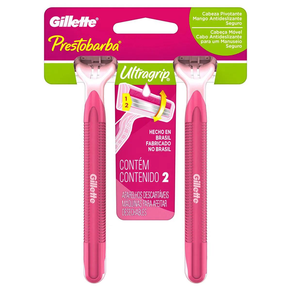 Aparelho de Depilar Feminino Gillette Prestobarba Ultragrip com 2 unidades