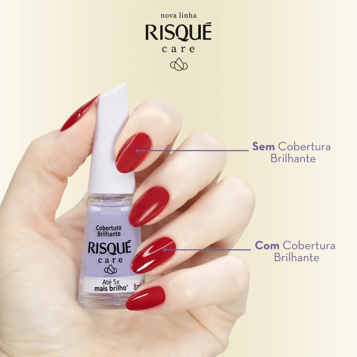 Brilho para Unhas Risqué Care Cobertura Brilhante 8ml