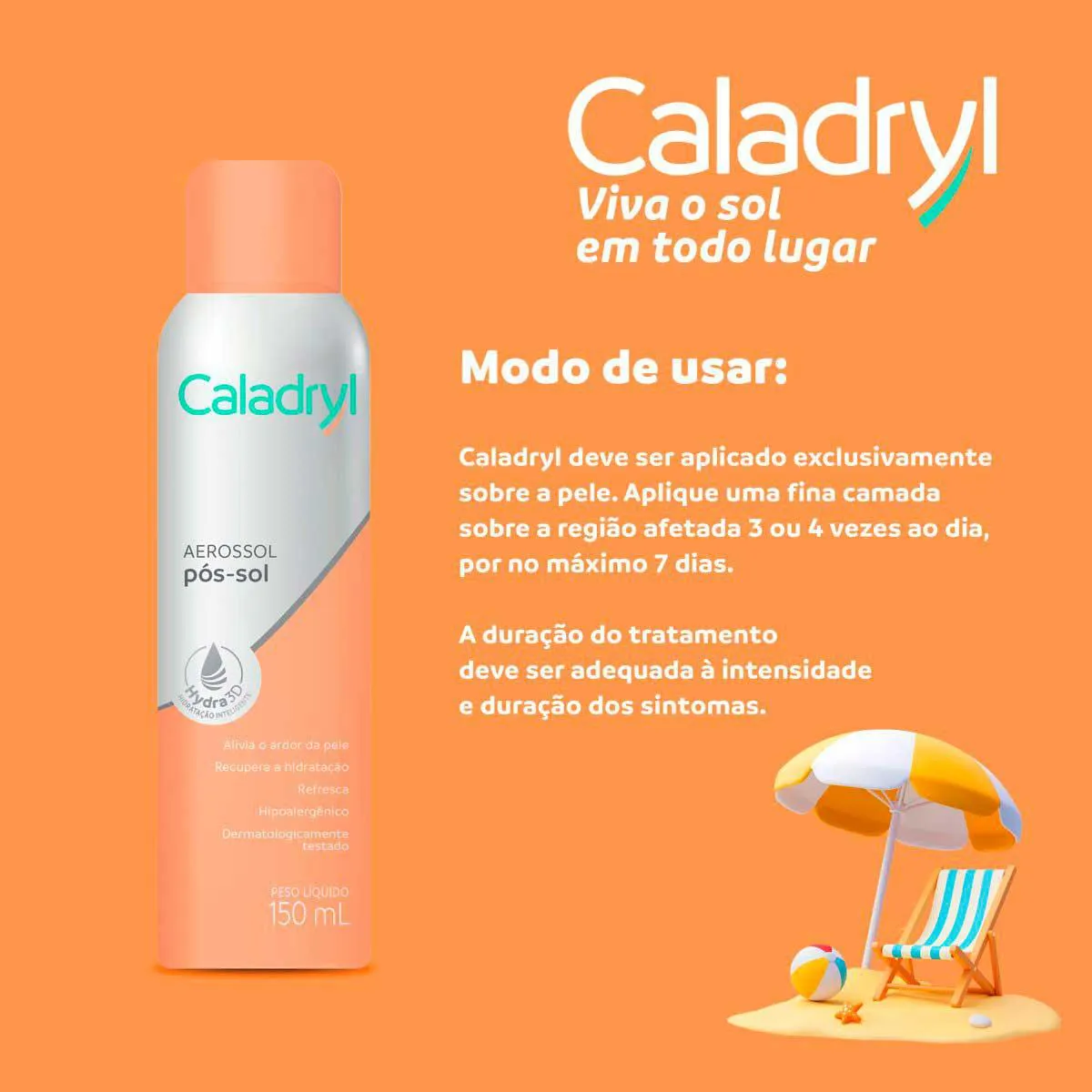 Pós-Sol Caladryl Aerosol com 150ml