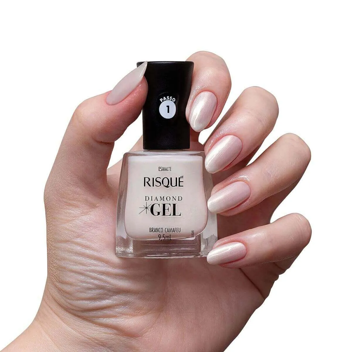 Esmalte Risqué Diamond Gel Branco Camafeu Hipoalergênico com 9,5ml
