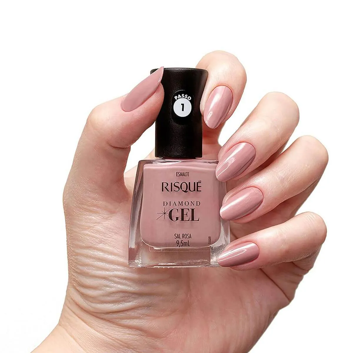 Esmalte Risqué Diamond Gel Sal Rosa Hipoalergênico com 9,5ml