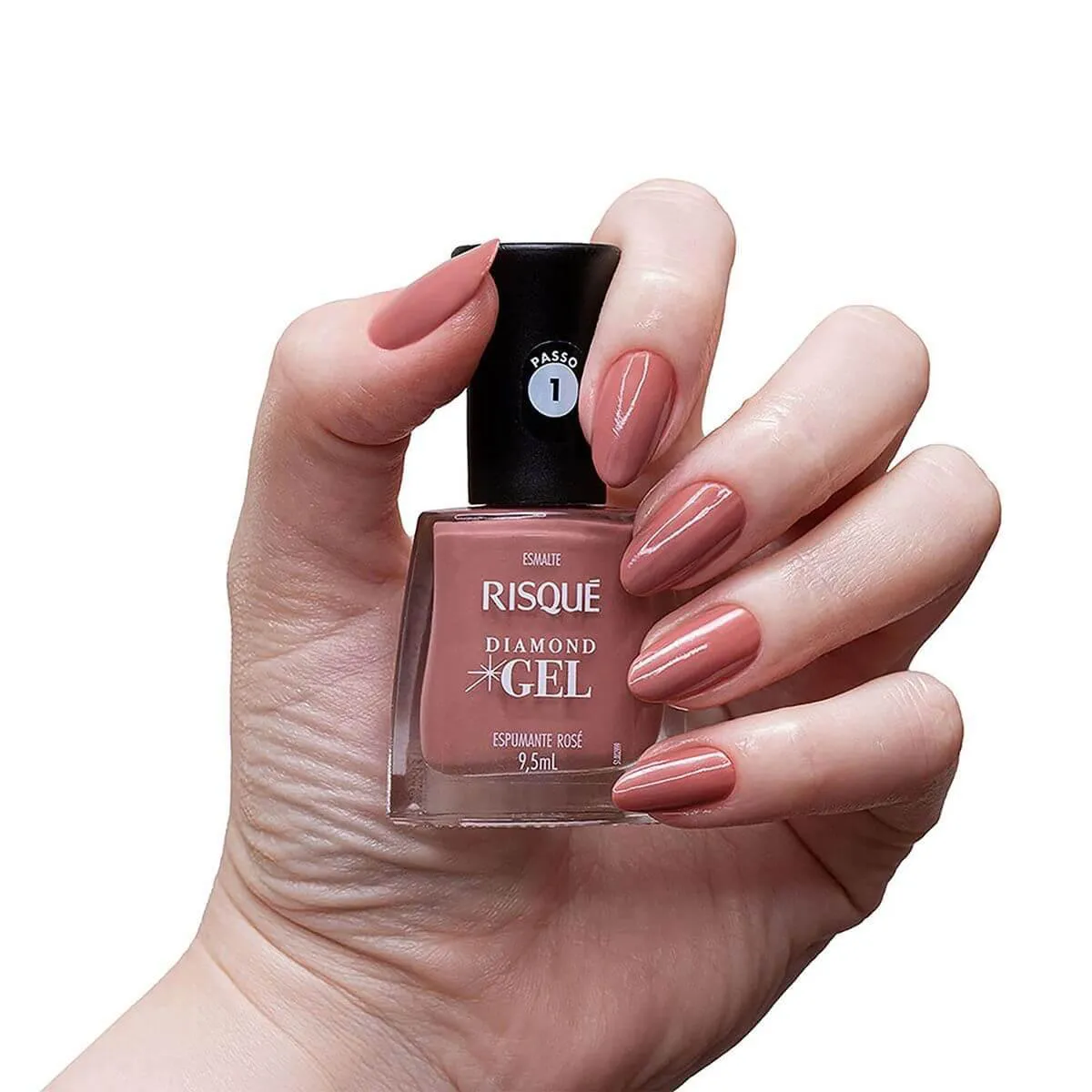 Esmalte Risqué Diamond Gel Espumante Rosé Hipoalergênico com 9,5ml