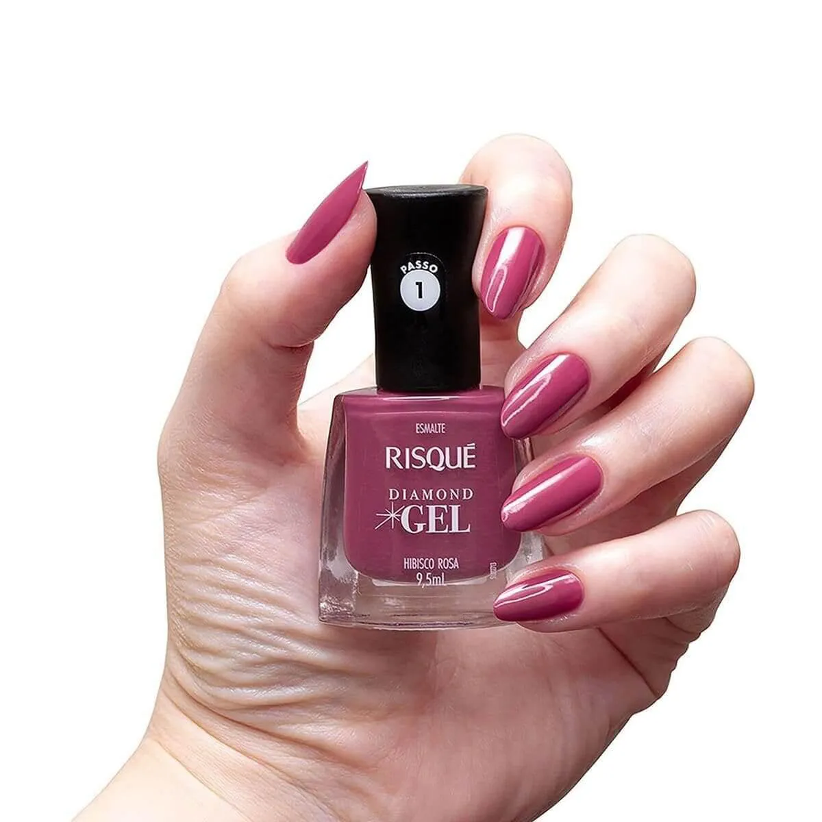Esmalte Risqué Diamond Gel Hibisco Rosa Hipoalergênico com 9,5ml