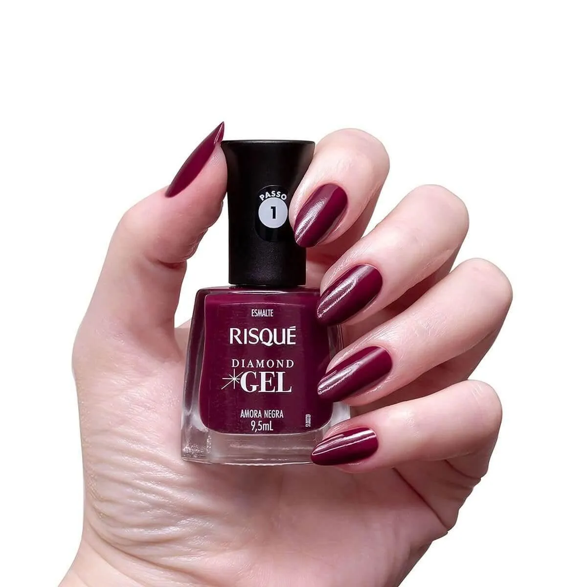 Esmalte Risqué Diamond Gel Amora Negra Hipoalergênico com 9,5ml