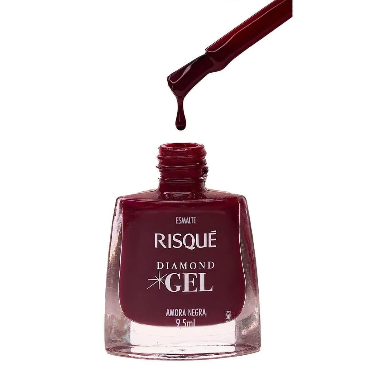 Esmalte Risqué Diamond Gel Amora Negra Hipoalergênico com 9,5ml
