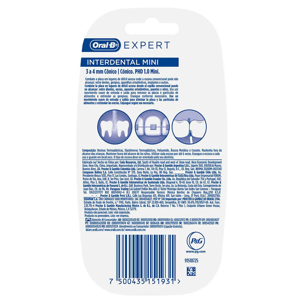 Escova de Dente Interdental Oral-B Expert Mini 3 a 4mm com 10 unidades