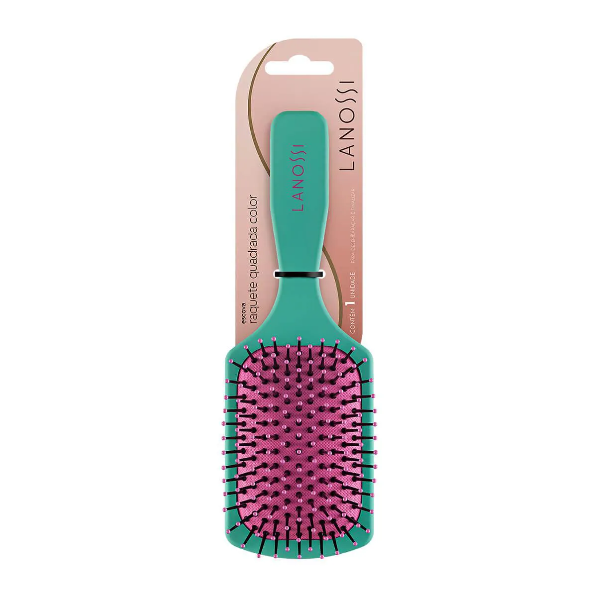 Escova de Cabelo Lanossi Color Raquete Quadrada - 1 unidade