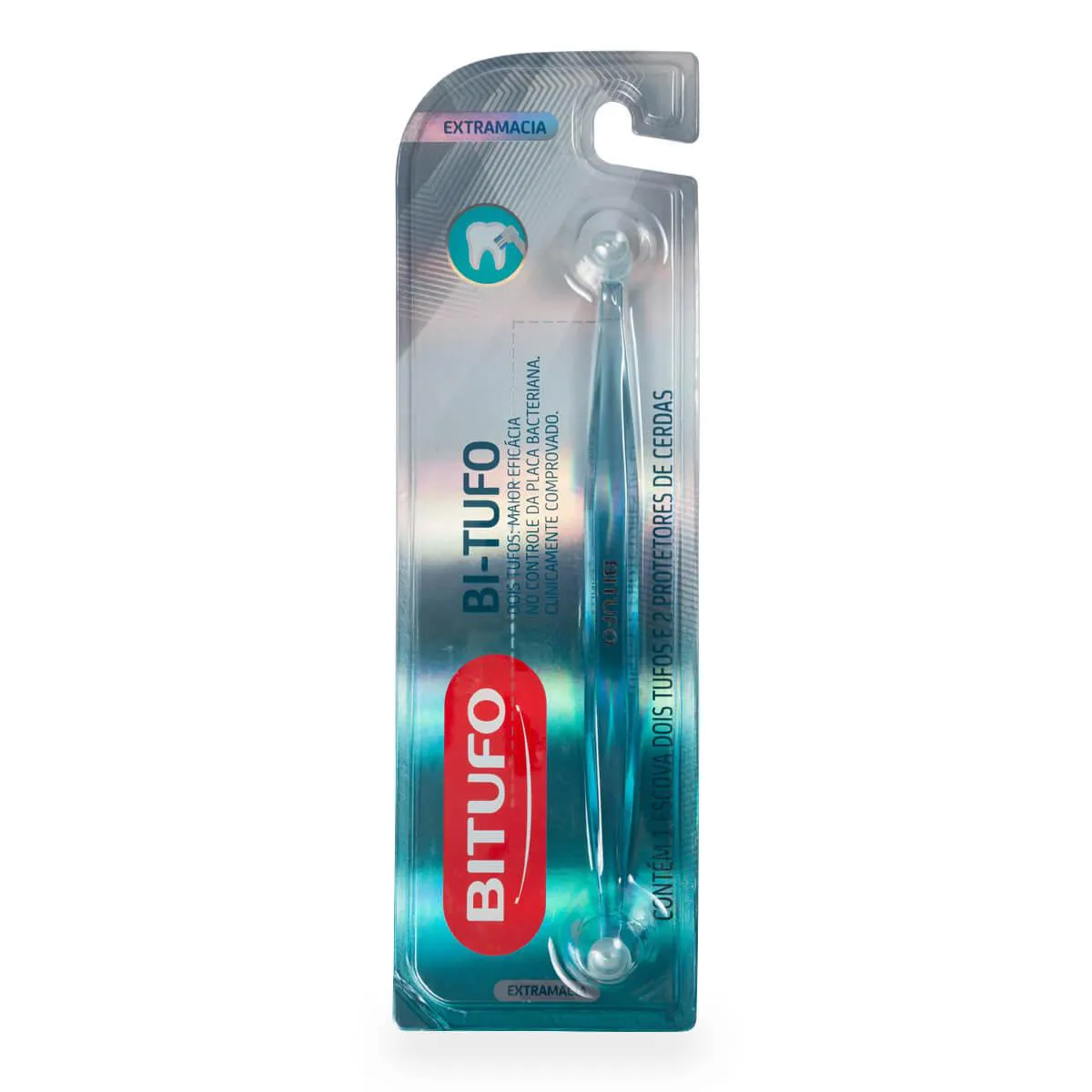 Escova de Dente Bitufo Extramacia Dois Tufos com 1 unidade + 2 protetores de cerdas