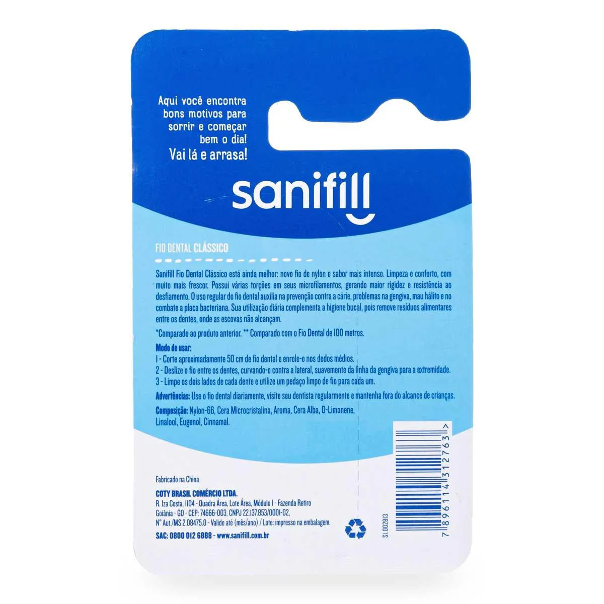 Fio Dental Sanifill Clássico Leve Mais Pague Menos com 125 metros
