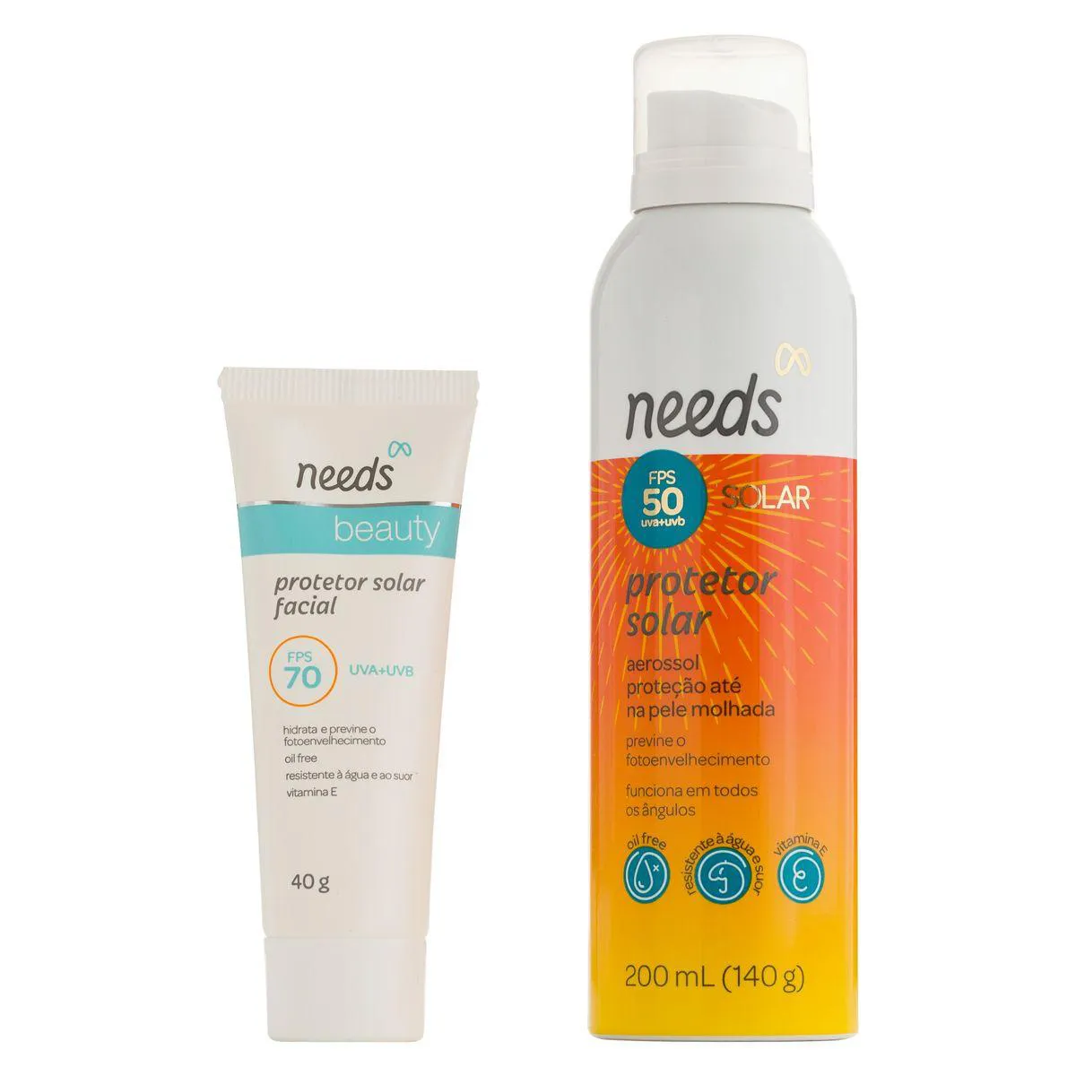 Kit Protetor Solar Needs Facial FPS 70 40g + Corporal FPS 50 Aerossol 200ml